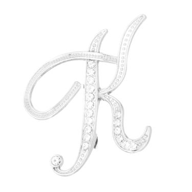 Imagem de PATIKIL Alfinetes de broche de letra, letra K broches de strass metal cristal alfabeto A-Z broche de lapela para mulheres joias presente terno roupas chapéu vestido casaco artesanato, tom prata
