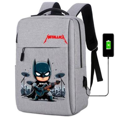 Imagem de Herói Em Mochila Com Estampa Aventureira Rock Batman Cabo USB E Espaço