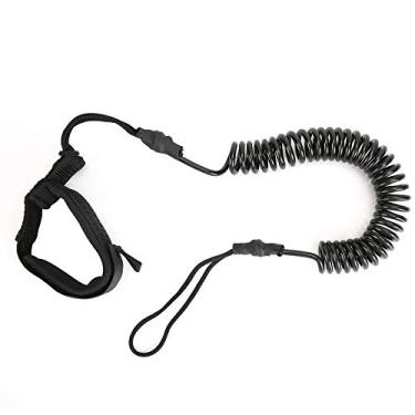 Imagem de TPU preto elástico água esportes pé corda surf paddle board tornozelo mola tração cinta durável confortável flexível para surf paddle embarque TPU Material 4.5mm tamanho do anel