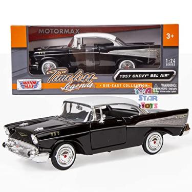 Imagem de 1957 Chevrolet Bel Air Black 1/24 Diecast Car Model by Motormax
