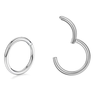 Imagem de Piercing de Titânio Argola Click Lisa 6mm, 8mm, 10mm ou 12mm (Prateado/Natural, 10mm)