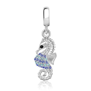 Imagem de JMQJewelry Live Laugh Love Seahorse Animal Pedra do mês de nascimento compatível com pingentes Pandora Pulseiras femininas aniversário Natal, banhado a cppper, Cobre