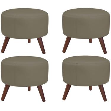 Imagem de Kit 04 Puffs Decorativos Redondo Couro Fendi