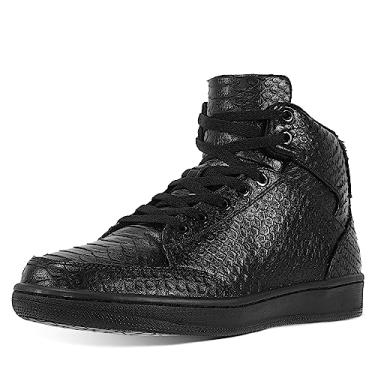 Imagem de Soulsfeng Tênis de basquete unissex de couro de cano alto confortável para caminhada e skate, Preto, 38/39 BR