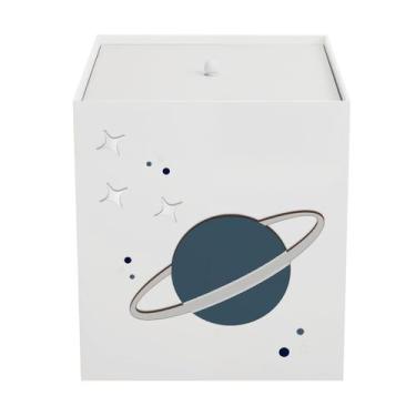Imagem de Lixeira Kit Higiene MDF com Tampa Quarto Bebê Astronauta - Neném na Nu