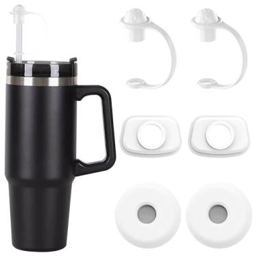 Imagem de Conjunto de tampa de rolha de derramamento de canudo de silicone, kits de cobertura de canudo Senbos para copo Stanley 40/850.5 g Quencher H2.0 e 1.0, incluindo tampa de palha, rolha quadrada de