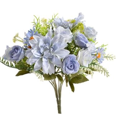 Imagem de AmazCozy Conjunto de flores artificiais de dália, vintage, peônias, 18 hastes, arranjos de flores de seda para decoração de casamento, buquê de noiva, flores, artesanato, arranjos florais (4 peças