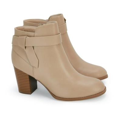 Imagem de PiePieBuy Botas femininas de salto alto Chelsea com nó fechado e salto empilhado, Café, 6