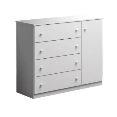 Imagem de Cômoda Infantil Tais 105cm 100% MDF Branco Brilho - sallar home