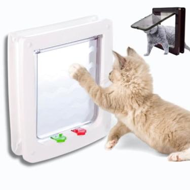 Imagem de Passagem Porta Pet Portinha Para Gato Ou Cão Com 4 Em 1(Branco)