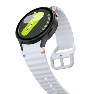 Imagem de HAOZHI Pulseira Compatível com Samsung Galaxy Watch FE 7 6 5 4 40mm 44mm,6 Classic 43mm 47mm,5 Pro 45mm,4 Classic 42mm 46mm,Bracelete Correia de Silicone para Samsung Galaxy Watch (Cinza claro)