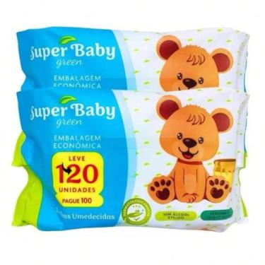 Imagem de Toalha Umedecida Super Baby Green com 240 unidades Folhas 20x12 cm
