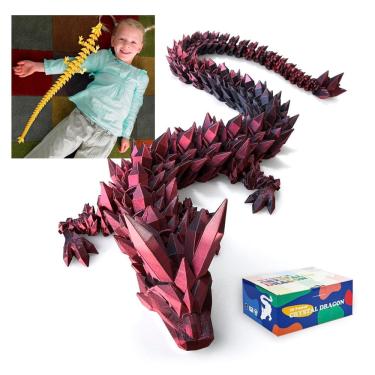 Imagem de Dragon Toy RWSEFK 30 cm, cristal impresso em 3D, dragão, vermelho, preto