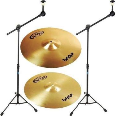Imagem de Kit 2 Pedestal Girafa Ask Pratos Bateria B12G + Pratos Orion