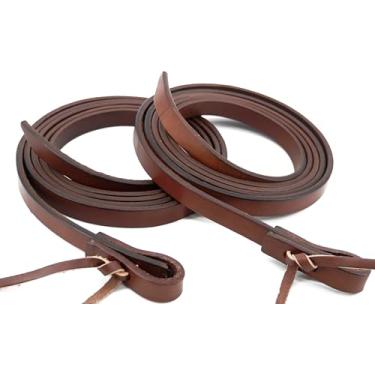 Imagem de Doqn Rédeas divididas de couro, peso pesado, quebradas, rédeas de couro flexível para cavalo, 1,5 cm x 2,4 m