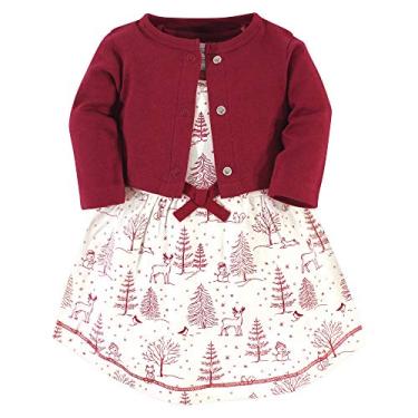 Imagem de Touched by Nature Vestido e cardigã de algodão orgânico para bebês meninas, Floresta de inverno, 3-6 Meses