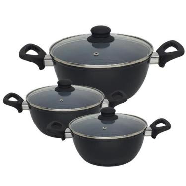 Imagem de Conjunto 3 Panela Revestimento Cerâmica Indução Antiaderente Com Tampa