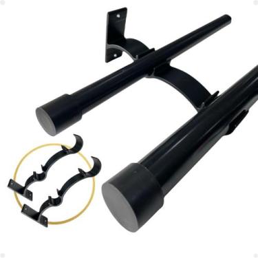 Imagem de Kit 3 Suporte Duplo Comum Perfil Varão Cortina 19.28mm Ilhós Argola In
