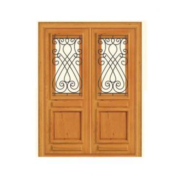 Imagem de Porta Dupla de Abrir Itabira - Ferro e Madeira - Angelim