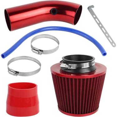 Imagem de Kit universal de tubo de admissão de ar frio de 76 mm 7.6 cm - Mangueira de indução turbo de alumínio de alto fluxo com filtro de ar, compatível com carros de desempenho e motores automotivos