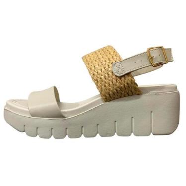 Imagem de Sandalia Moleca Flatform Tira Tramada Fivela, 37, Branco