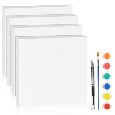 Imagem de LuckyFoam Pacote com 4 folhas brancas de espuma de 30,5 x 30,5 x 2,5 cm de espessura, retângulos de poliestireno, XPS para isolamento de materiais de arte de modelagem DIY