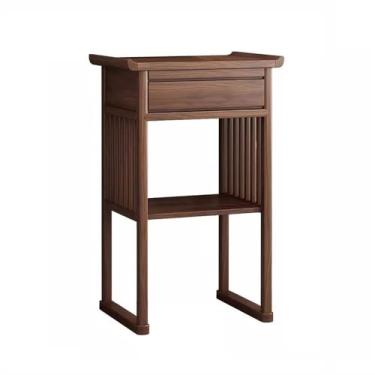 Imagem de ZzleoyuUUs-12 Prateleira de altar budista para uso doméstico, mesa de buda, com gaveta, mesa de oferta de incenso de nogueira preta