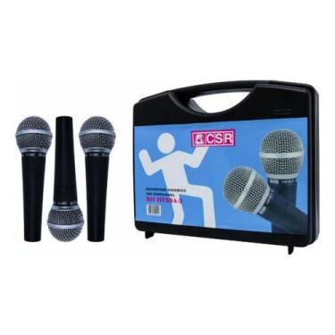 Imagem de Kit Com 3 Microfones Dinamico Tipo Shure Beta Sm58 Prof Cor Preto - CS