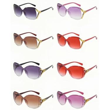 Imagem de NLEYANB Pacote com 8 óculos de sol retrô Fox Cat Eye para mulheres, óculos de sol unissex grandes UV400 - acessórios clássicos para festa na praia, vários pares