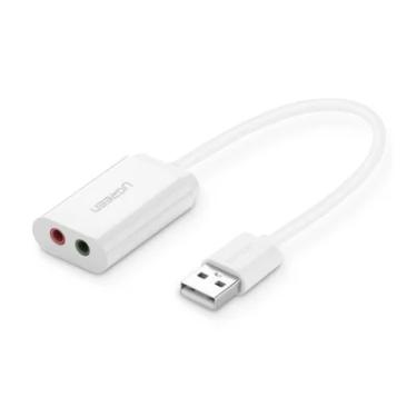 Imagem de Adaptador De Áudio Externo Ugreen 2 Em 1,USB,2.0, Branco