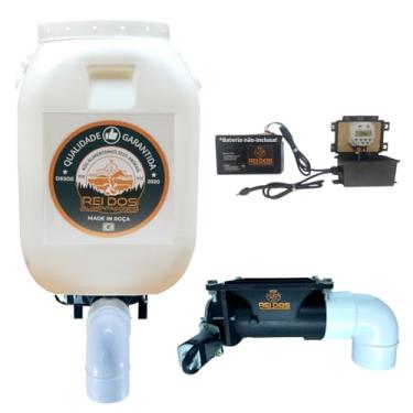 Imagem de Alimentador Automático com Reservatório de Ração de 50 Litros, Programável via Timer Convencional 12V para uso com Bateria 12V, Ideal para Cachorro Cavalo Bovino Ovelha Porco Galinha Pato Peixe