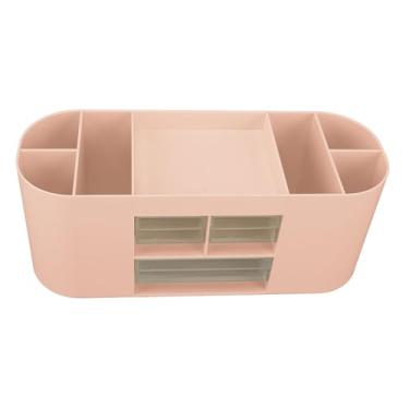 Imagem de TOPINCN Portador de Caneta de Grande Capacidade, Organizadores de Armazenamento de Lápis de Plástico e Acessórios, Artigos de Papelaria de Mesa Com Compartimento e Gavetas Transparentes (Rosa)