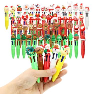 Imagem de Scettar 53 peças de mini canetas de Natal coloridas 4 em 1 – canetas esferográficas kawaii legais com tinta sortida, presentes divertidos para o Natal, férias de inverno, aniversários, festas de