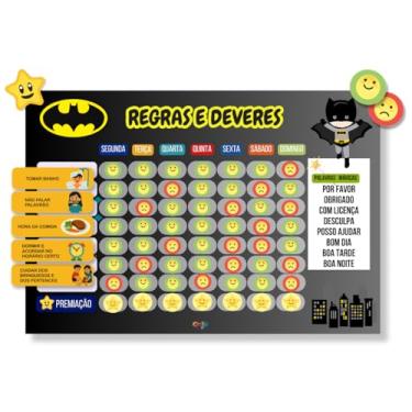 Imagem de Quadro de Tarefas e Rotina Infantil Tema Herói – Quadro Magnético A4 Opfy