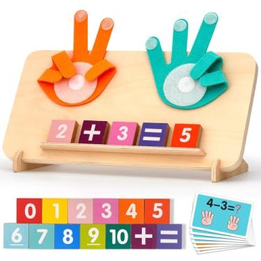 Imagem de Kinderland Brinquedos Educativos 1 2 3 anos de Matemática quebra cabeça infantil| Brinquedo menina | Carrinho brinquedo | Aprender Contar e Somar com Blocos e Mãos Montessori