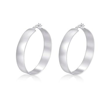 Imagem de Lansora Brincos de argola grossa banhados a ouro leve click-top grande redondo brincos minimalistas para mulheres e homens 30/40/50/60 mm, Cobre, Sem pedra preciosa