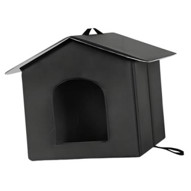 Imagem de Generic Casa para gatos ao ar livre, isolada, fácil de montar, cama para cães, à prova d'água para celeiro, caverna versátil para animais de estimação, Black M