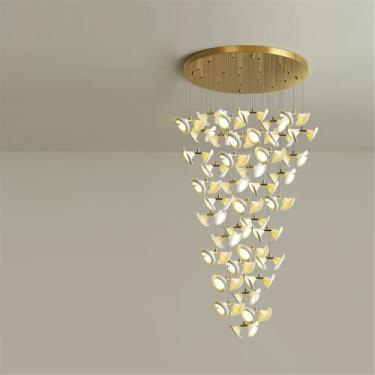 Imagem de OUFULA Contemporâneo Girar Escada Pendente Lâmpada LED Moda Criatividade Sala Restaurante Quarto Villa Hotel Edifício Duplex Candelabro (C A 40 luzes)