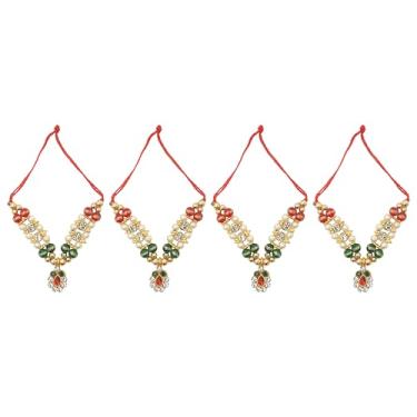 Imagem de Conjunto de 4 malas para Laddu Gopal/Devi Maa/Radha Krishna/Festival Navratri tradicional indiano, conjunto de deusas, joias de divindade, estátua de ídolo de Deus, decoração de Diwali (tamanho: -5 cm