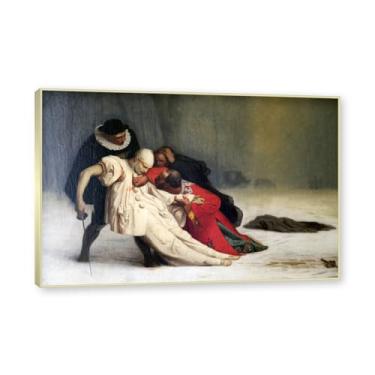 Imagem de Moldura de champanhe. Pinturas a óleo famosas, (O duelo após o baile de máscaras 2) de Jean Leon Gerome, reprodução impressa em tela, arte de cenário para decoração de sala de estar. 40 x 60 cm - 15,8