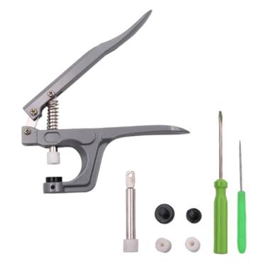 Imagem de oshhni Kit de fecho de pressão, alicate de pressão para T5/T8, instalador de botões de para jaquetas, sapatos, botões de, ferramenta de e perfuração, Cinza Prateado