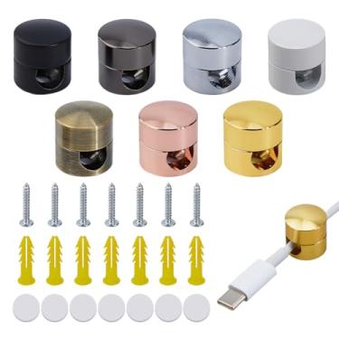 Imagem de SUPERFINDINGS 7 peças, 7 cores, organizador de cabos, carregador de telefone, suporte de cabo, âncoras para organização de mesa, organizadores de fio de alumínio para mesa de cabeceira, escritório