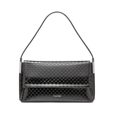 Imagem de Calvin Klein Bolsa de ombro Verne Flap Demi, preto/prata em relevo, tamanho único