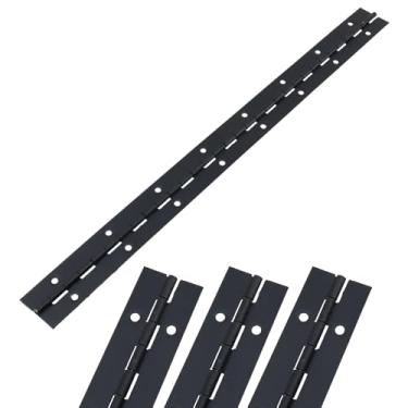 Imagem de LC LICTOP Dobradiças contínuas e de piano, 4 peças de dobradiça plana longa de aço inoxidável resistente, dobradiça dobrável para barco, porta de armário, caixa (preta, 400 mm/15,75")