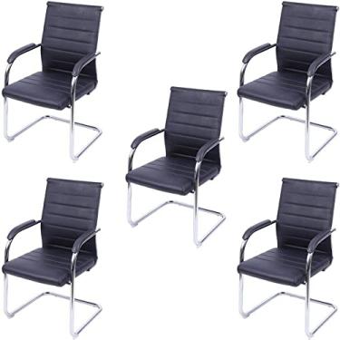 Imagem de Kit 5 Cadeiras para Escritório Interlocutor Esteirinha Florença Or Design Preto