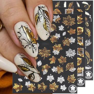 Imagem de Adesivos de unhas Jaliya Autumn Leaves 3D autoadesivos x9 folhas