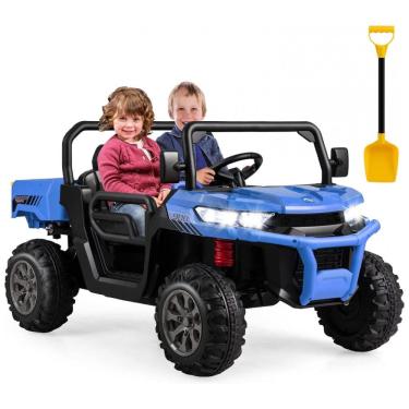 Imagem de Carro Elétrico Infantil 2 Assentos com Caçamba, Pá, USB e Controle Remoto, 12V, Costzon, Azul