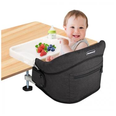 Imagem de Cadeira de Alimentação Portátil com Encaixe em Mesa e Bandeja, Jozzve, Preto