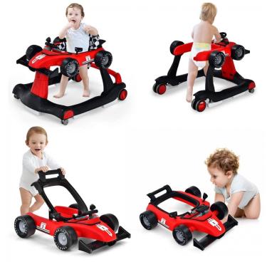 Imagem de Andador Infantil Interativo 4 em 1 com Sons, Luzes e Atividades, HONEY JOY, Vermelho