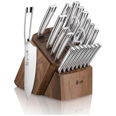 Imagem de Conjunto de Facas com Afiador Embutido e Bloco de Bancada 23 Peças, CANGSHAN 1022377, Prateado